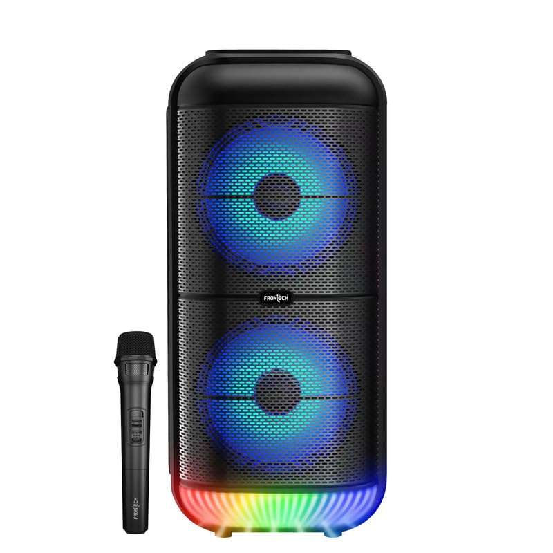 FRONTECH Solo Multimedia Wireless Trolley Speaker - 22W Output, Bluetooth 5.0, LED Display, Disco Light, Wheels, Handle - (SW-0178, Black) 1