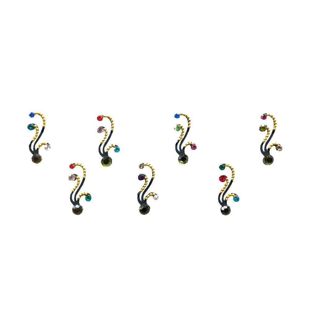 Comet Busters Beautiful Black Bindis With Multicolor Stones (BV633) 1