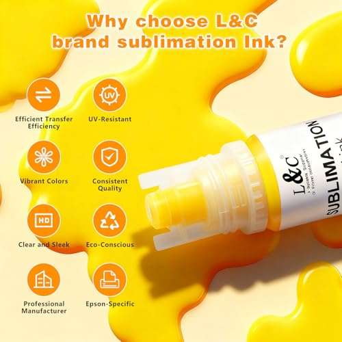 Sublimation Ink for Epson ET-2720 ET-2800 ET-2803 ET-4800 ET-2760 ET-2850 ET-4760 ET-4800 ET-3760 Sublimation Ink 522 Refilled Bottles Inkjet Printers for Heat Transfer Mug T Shirts (4x100ML) 3