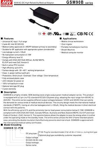 Medical Level Adapter 90W 24V 3.75A GSM90B24-P1M Meanwell AC-DC SMPS GSM90B Series Mean Well Switching Power Supply 3