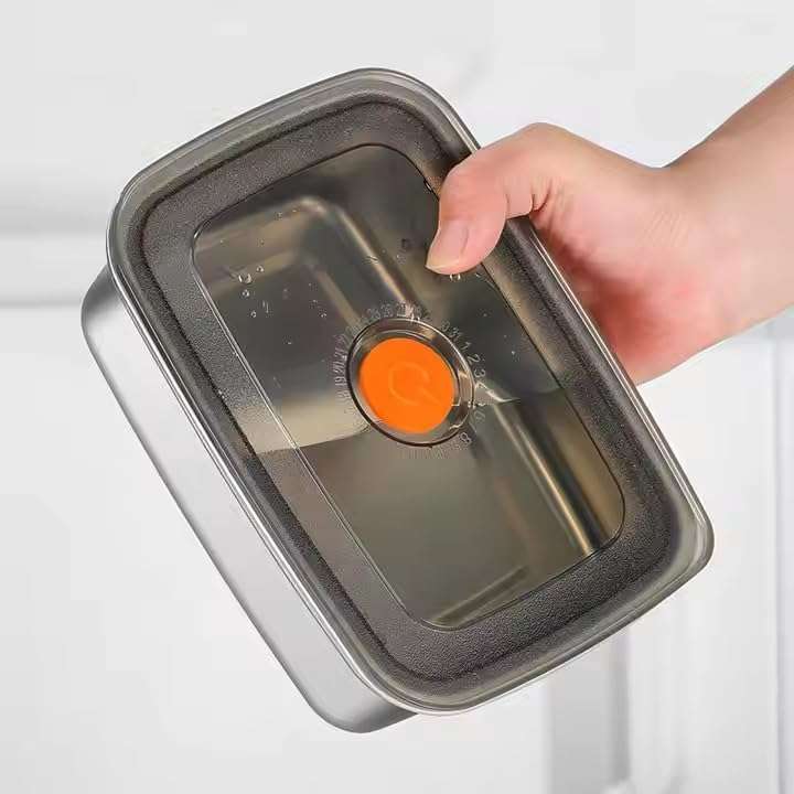 Marve Fridge Storage Box 1000 Ml 316 Stainless Steel Food Storage Containers | Food Grade, Leakproof Kitchen Organizer | Freshness Locking, Microwavable & Freezer Safe, Silver With Lid (3 Pcs) 3