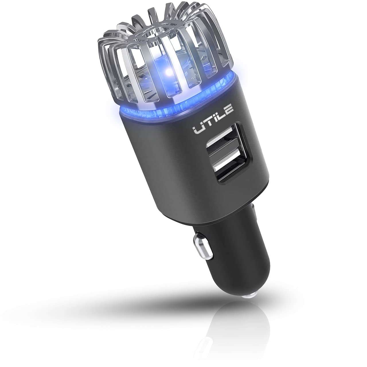 UTILE Car Ionizer Odor Eliminator Purifier with Dual USB Charger – Ionic Air Freshener| 2.1A/0.8W USB Charging for Phone, Tablet and Other Devices (Black, Pack of 1) 1