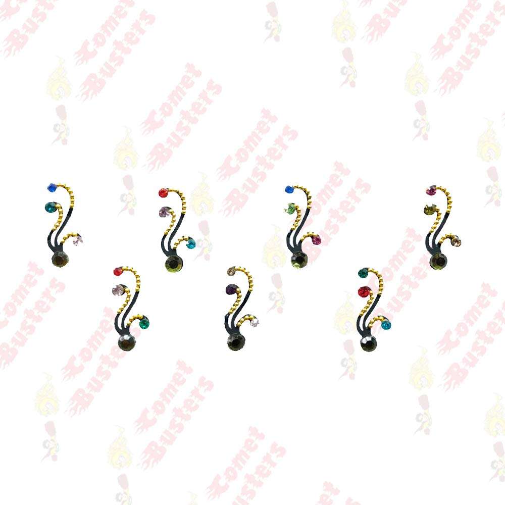 Comet Busters Beautiful Black Bindis With Multicolor Stones (BV633) 5
