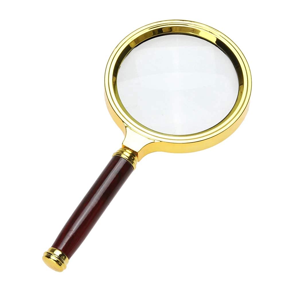 ZEBROC Double Glass 3X High Power Antique Handheld Magnifier Magnifying Glass for Reading, Soldering, jewelries, maps, Great for Gifting (3X, 80MM, Gold + Red)