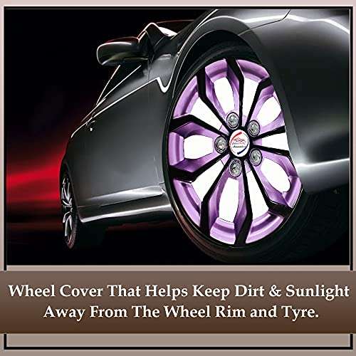 Auto Pearl - Premium 12" inch | Set of 4 Pcs | Press Type Hubcap Wheel Cover Replacements for OEM Steel Wheels ABS with Retention Ring |- for- Alto8002016| Black Voilet 6