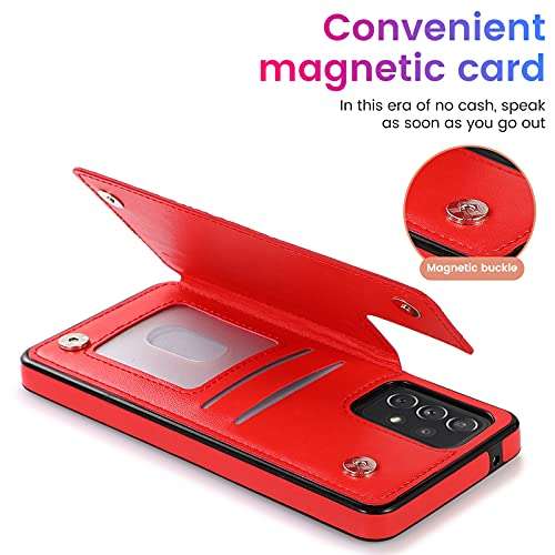 ACXLIFE Galaxy A52 5G Case A52 4G Card Holder Wallet Protective Cover with Card Slot and Slim Leather Case for Samsung A52 (Rose Gold) 4