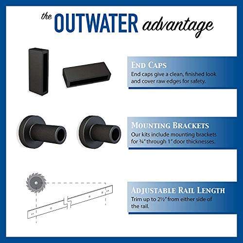 Architectural Products 48" Mini Barn Door Hardware Kits for Double Cabinet Doors Top Mount Design in Stainless Steel FSDH-TOPMT-SS-4-DD trimmable Down to 43" 2