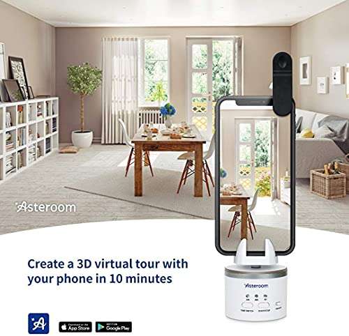 360 Camera 3D Virtual Tour Real Estate Kit + iPhone 7 Plus/iPhone 8 Plus Phone Case Bundle by Asteroom - 2nd Gen. Gear Includes Digital Camera Rotator, Fisheye Cam Lens, Tripod 3