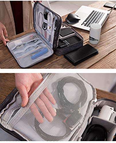Electronic Organizer, Travel Electronics Accessories Organizer Bag- Cable Organizer Bag with 3 Removable Dividers, Padded Gadget Carrying Case for Cables, Portable Chargers, Electronics Adapters 3