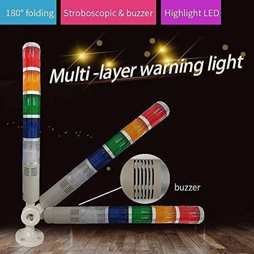 YJINGRUI LED Industrial Signal Tower Light 3 Layers Flash LED Light with Buzzer Alarm Warning Lamp for CNC Machines (DC12V) 2
