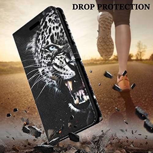 Shinewish Wallet Cell Phone Case for TCL REVVL 4 Plus, Leopard PU Leather Flip Phone Cover Hybrid with Kickstand and Hand Strap Loop, Shockproof Bumper Case 6