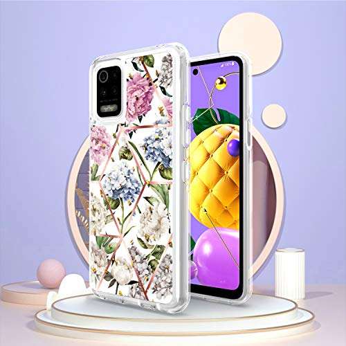 KACHEN Cell Phone Case for LG K22, with Glitter Powder IMD Design Gold Slim Fit Cute Flower Woman Girly Floral Blink Luxury Sparkle Shockproof Bumper Hybrid Case 3