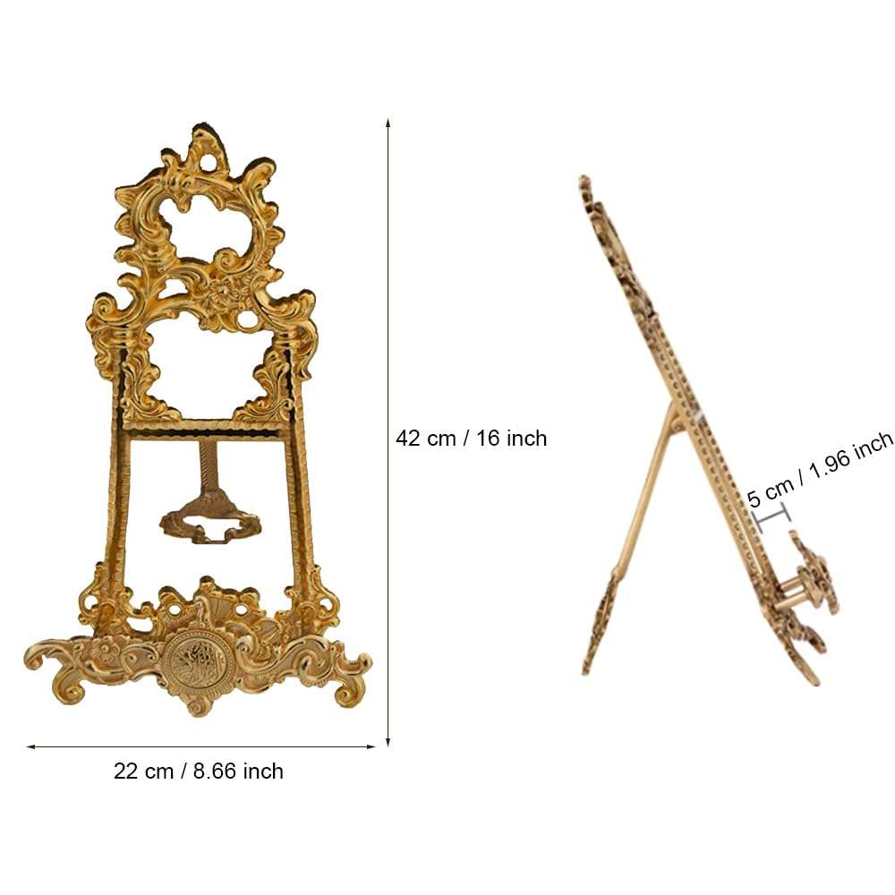 Vintage Gold Bible Stand, Antique Metal Cookbook Stands, Deluxe Foldable Plate Display Holders, Multipurpose Easel, for Menu, Recipe Book, Paintings, Platters, Table, Picture Frames, Plaques 3