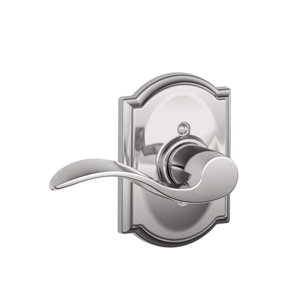 Schlage Accent Lever with Camelot Trim Non-Turning Lock in Bright Chrome - Left Handed - F170 ACC 625 CAM LH