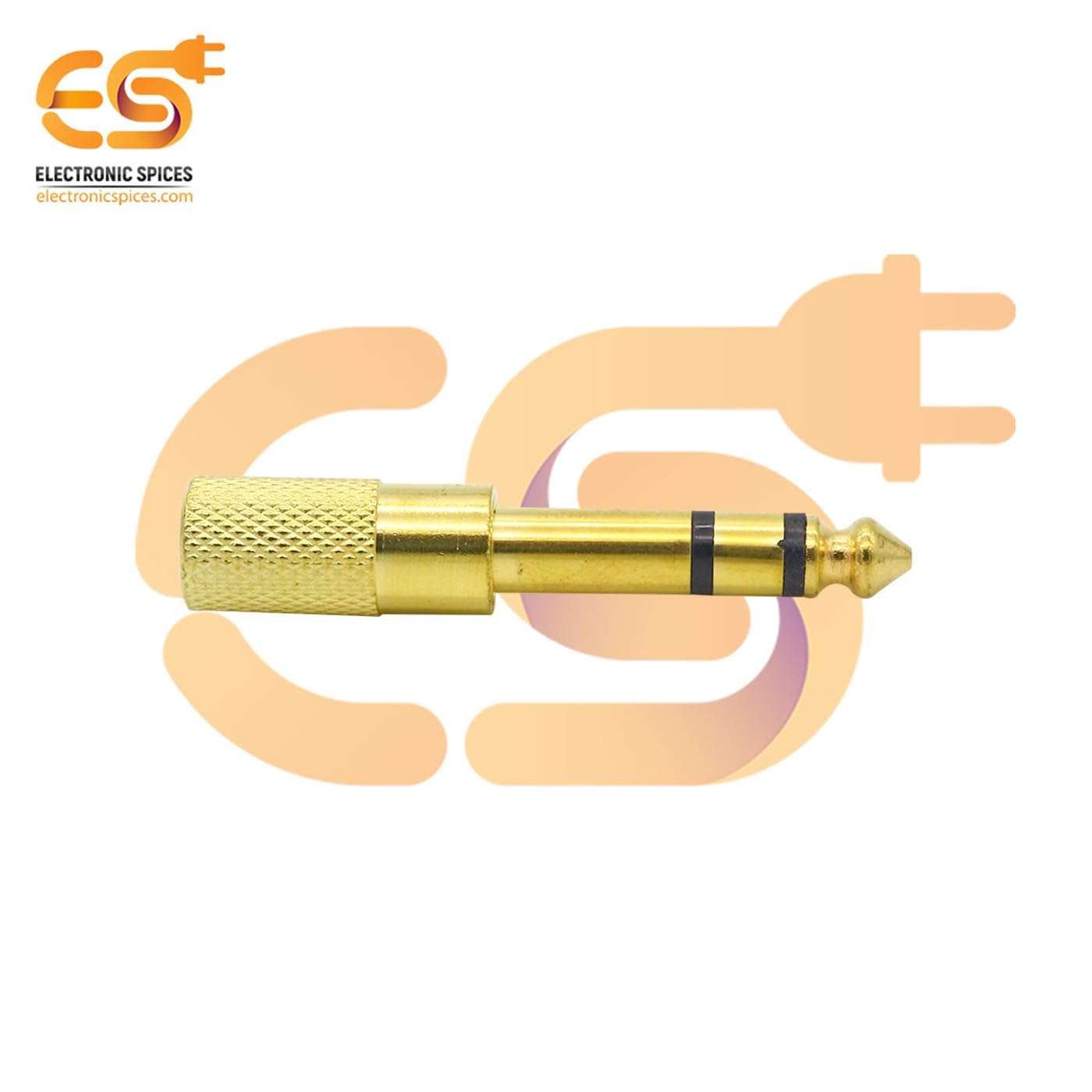 Electronic Spices Stereo 6.35mm Male to 3.5mm Female Golden Color Audio Connector (Pack of 2) 3