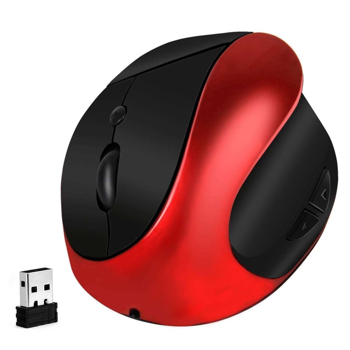 Microware Vertical Mouse Wireless Ergonomic Mouse Rechargeable 2.4G USB Optical Small Vertical Mouse with Adjustable 1000/1200/1600 DPI, 6 Buttons Reduces Hand/Wrist Pain for Laptop Computer 1