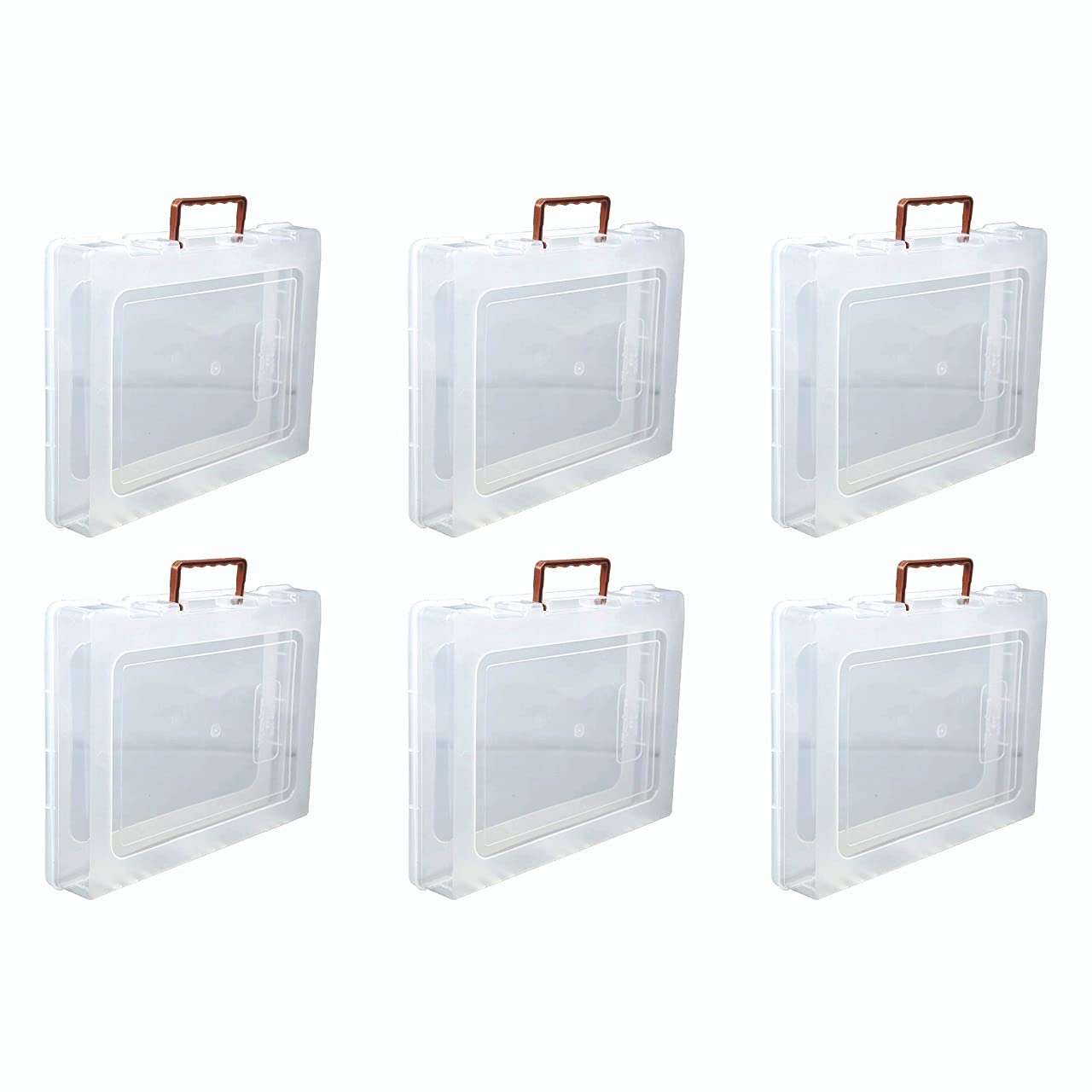 DARKZONE® Multi-Purpose Rectangular Plastic Storage Box with Locks and Handle | Matte Finish Transparent Plastic Organizer Storage Box for Saree, Laptop, Books & Clothes - BAHURANI (17 x 14 x 2.5 inch, Set of 6) 1