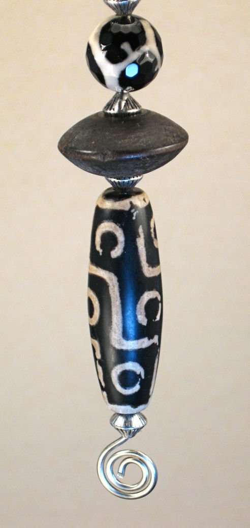 Brown African Tribal Ceramic Glass Stone & Wood with Agate Stone Giraffe Animal Pattern Ceiling Fan Pull Chain 4