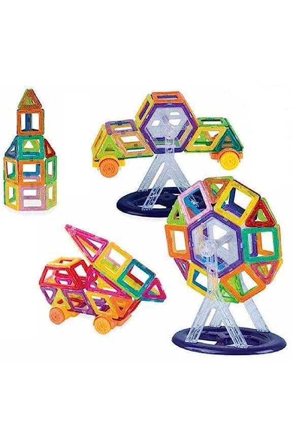 GoldiMec 86 Pcs Mag-Magic DIY Magnetic Designer Construction Set Model and Building Toy Plastic Magnetic Blocks Educational Toys for Kids 5