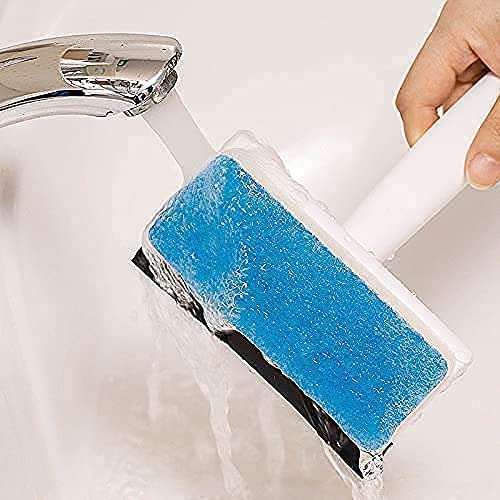 Glowick All-Purpose Window Squeegee 2-in-1 Window Cleaner Wiper and Scrubber for Car, Glass Window Office, House // Mirror Grout Tile Cleaner Washing Pot Double-Sided Wiper (1Pcs) 6