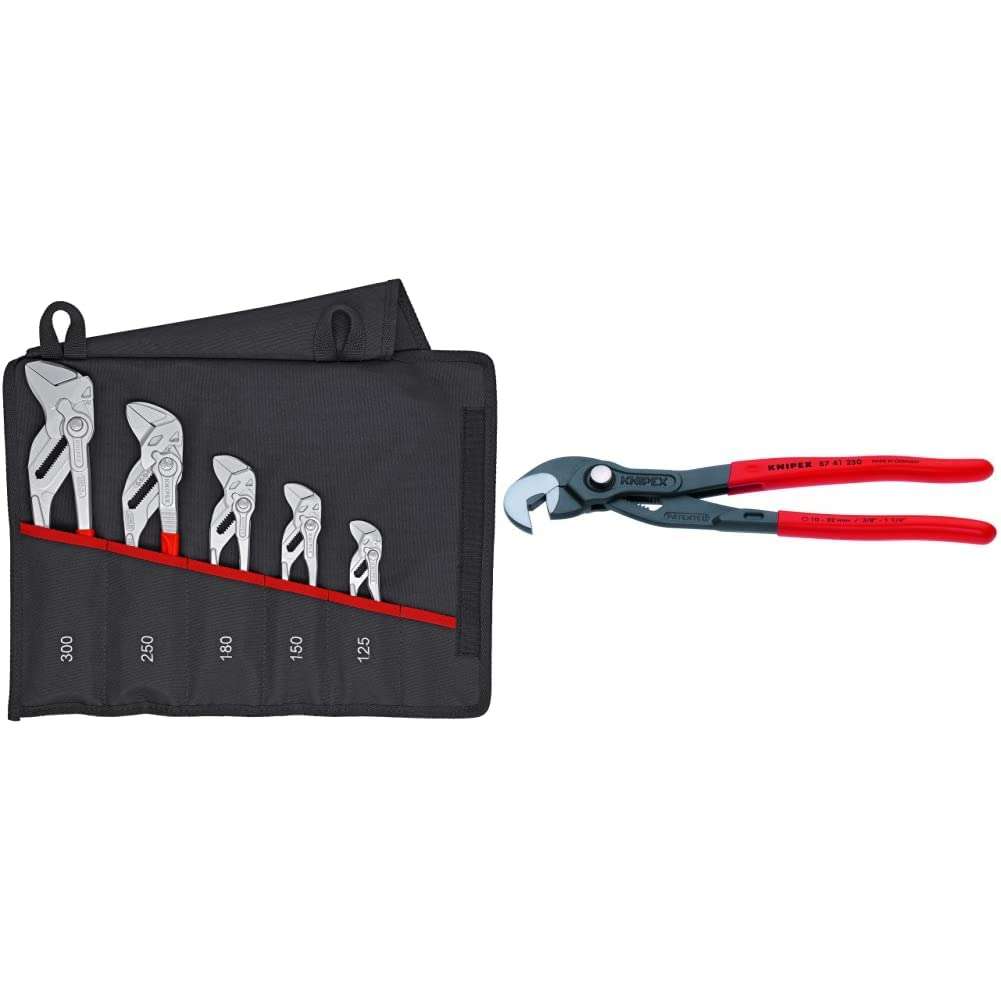 KNIPEX 5 Pc Pliers Wrench Set with RAPTOR Pliers (Red, 10") 1