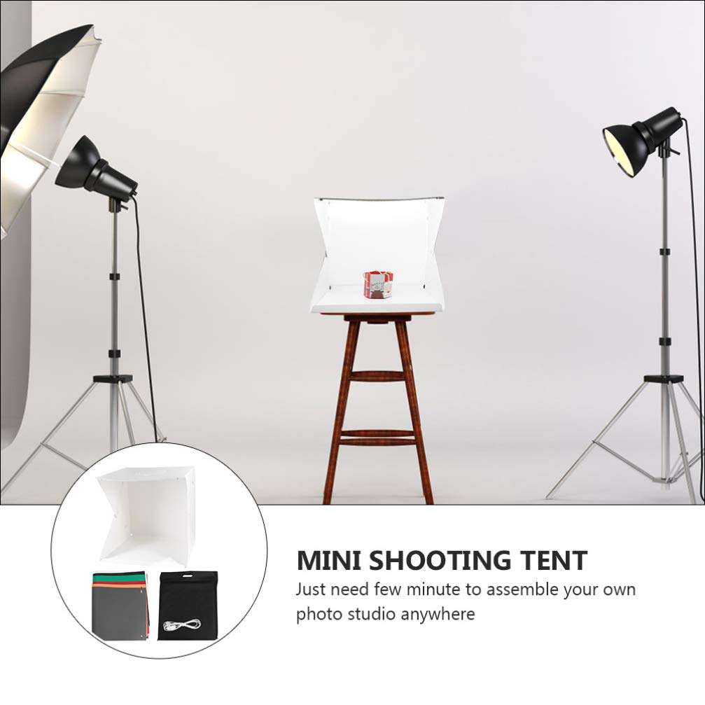 OSALADI Portable Tent Led Light Box Mini Photo Studio Box Portable Photo Studio Shooting Tent Photography Table Light Box with 6 Colors Background Portable Tent Led Light Box 3