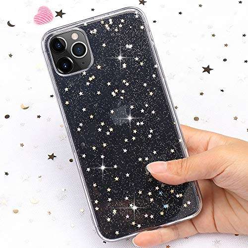 for iPhone 11 Case LAPOPNUT Super Cute Bling Glitter Star Crystal Clear Case Ultra Slim Case Chic Flexible TPU Gel Luxury Cover with Sequins Back Bumper for iPhone 11, Clear 5