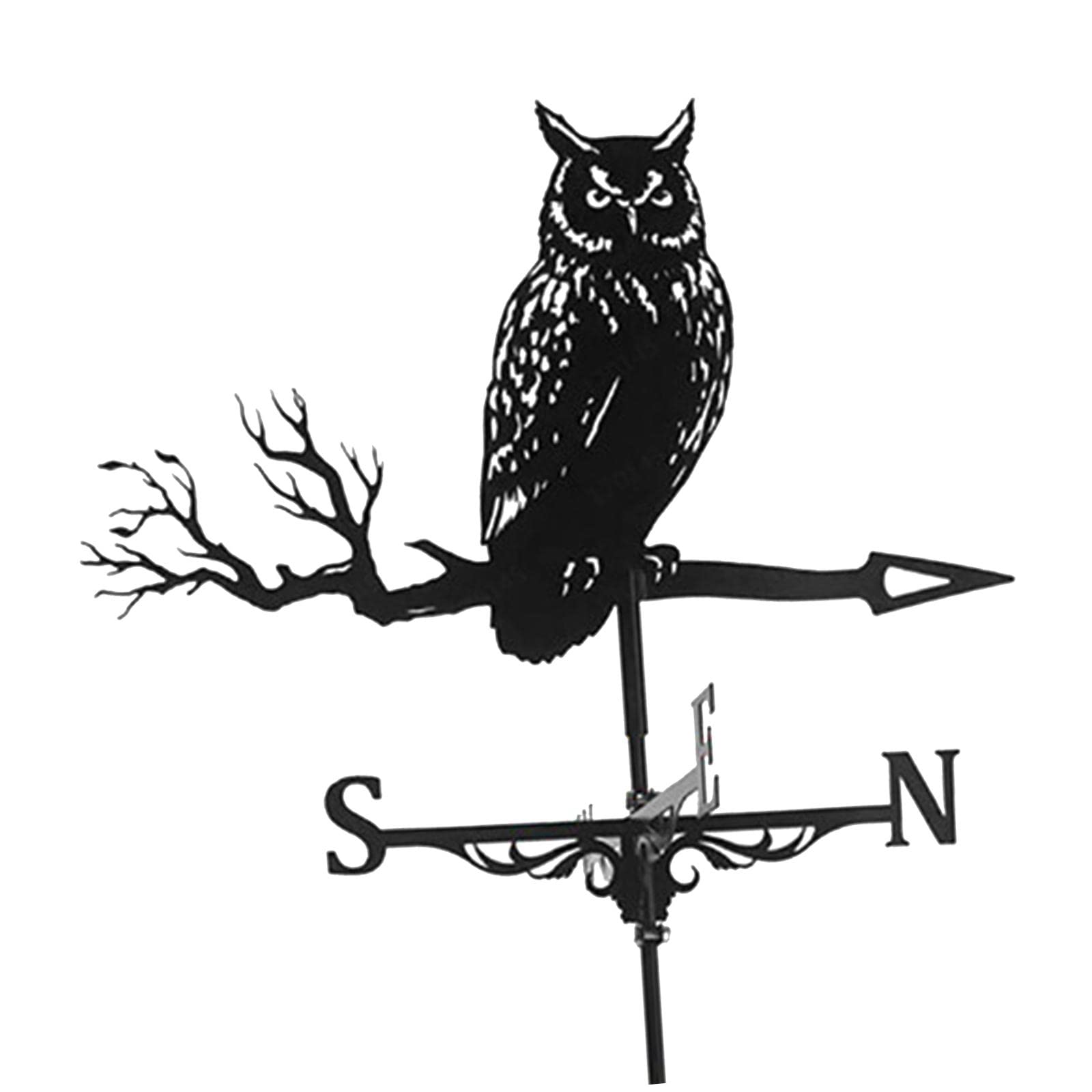 Generic Retro Iron Black Owl Weathervane Fence Mount Weather Vane Barn Ornament 1
