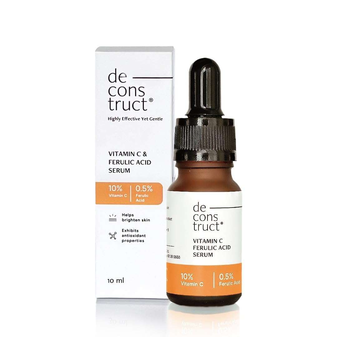 Deconstruct 10% Vitamin C Serum for Oily Skin| Clinically Tested to be Non-Irritating| Beginner-Friendly| Brightens Dull Skin, Evens Tone| No Purging| With 0.5% Ferulic Acid| For Men and Women| 10ml 1
