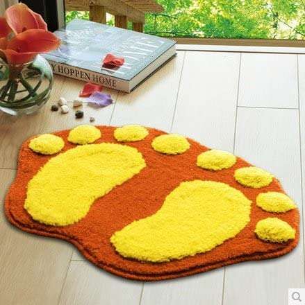 WorldCare® Orange : Lovely Big Foot Shape Soft Bath Anti-Slip Bathroom Rug Toilet Foyer Floor Carpet Household Kitchen Pad 3