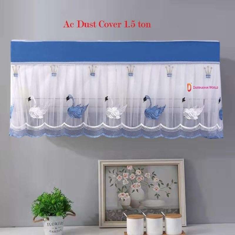 DARSHANAM WORLD Polyester Newest Desiging Ac Cover For 1.5 Ton, Split AC Dust Proof Washable Air Conditioner Cover For All Seaso, Dust Cover Folding Designer Ac Cover (Blue Duck 1.5 Ton Ac Cover) 3