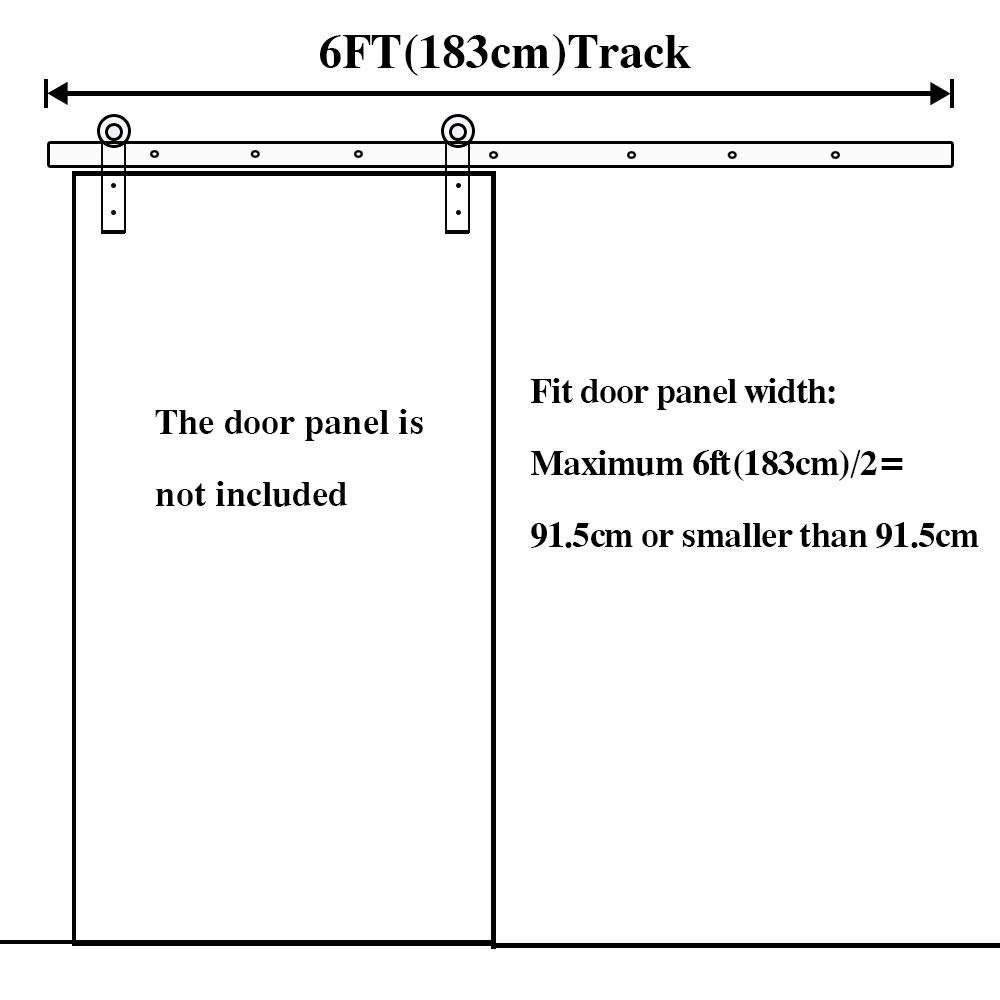 6FT Sliding Barn Door Hardware Closet Kit Basic Sliding Track Roller for Single Door,Black J-Shaped Hangers （gifsin） 4