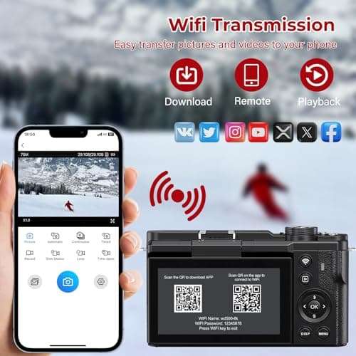 8K Digital Cameras for Photography - WiFi 88MP Autofocus Vlogging Camera for YouTube with 3" 180° Flip Screen - UHD Video Camara Gifts for Beginner Photographer with 18X Zoom, Lens Hood, 64GB Card 3