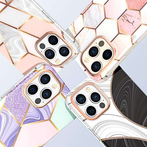 MATEPROX Compatible with iPhone 12 Pro case and iPhone 12 Cases 6.1inch,Marble Design Slim Thin Stylish Geometric Cover(Marble Pink) 5