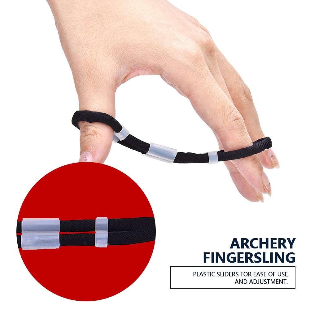 Archery Finger Sling Recurve Bow Fingerling, Adjustable Trainer Clicker Tabs Soft Elastic Cloth Extra Comfortable Padded Wear Resistant for Outdoor Recurve Bow Hunting Shooting Accessory(G-Schwarz) 5