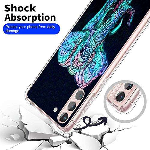 Ecute Clear Slim Protection [Air Armor Designed] Case Cover Compatible with Samsung Galaxy S21 6.2 inch 2021 Released (Not for S21FE,S21+Plus,S21 Ultra) - Moon Dolphin (Galaxy Elephant) 6