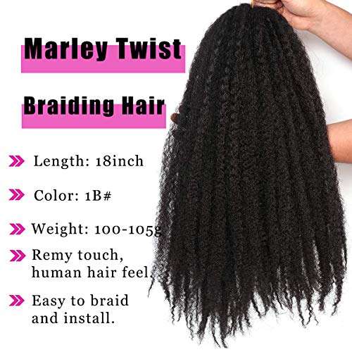 1 Pack 18 Inch Marley Braiding Hair Twists Marley Twist Braids Hair Long Afro Kinky Marley Hair for Butterfly Locs Crochet Hair(1B#) 2