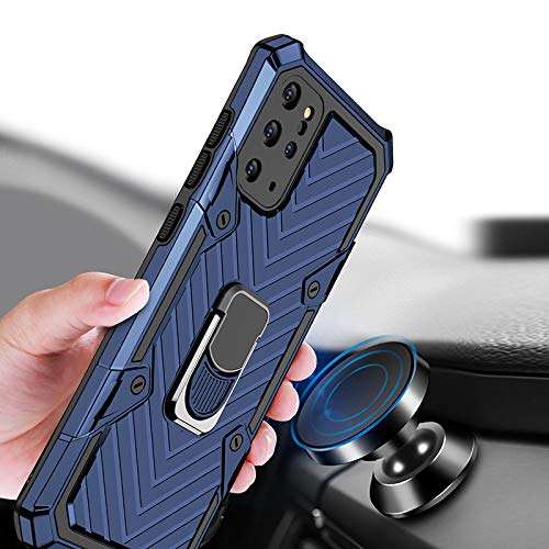 Konyaoo Compatible with Samsung Galaxy case, Double-Layer Plastic TPU Cover with Ring Stand (Samsung S20 Plus, Blue) 3