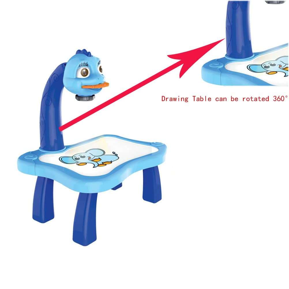 ZICRIC Projector Painting Set for Kids, Educational Early Learning Projection Drawing Table, Trace and Draw Projector Toy with Light & Music, Graffiti Children Projection Drawing Board, Blue 5