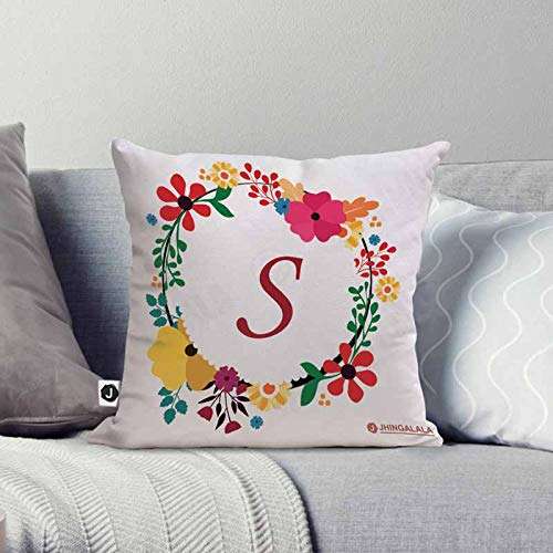 Jhingalala Gift for Friends | Name First Letter S Alphabet S Printed Cushion Cover with Filler and Greeting Card | Gift for Friends, Best Friend on Birthday, Friendship Day 4