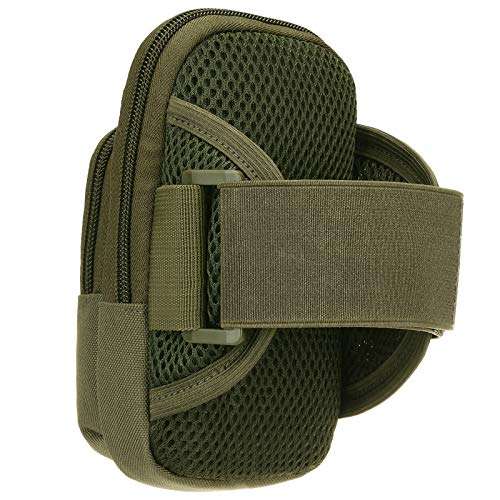 Protector Plus Tactical Running Cell Phone Armband Case Holster Bag EDC Utility Gadget Gear Medical Pack Tool Pocket Purse (Patch Included), Army Green 2