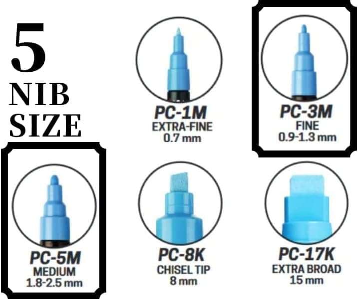 POSCAA Umi PC-5M7C Marker Paint Pen, Medium Point Pen Tip, Set of 7 Markers | Water-based Pigment Ink | Exclusive Vibrant Colors & Best in Class Ink Flow Performance | Limited Edition - Japan Model 6