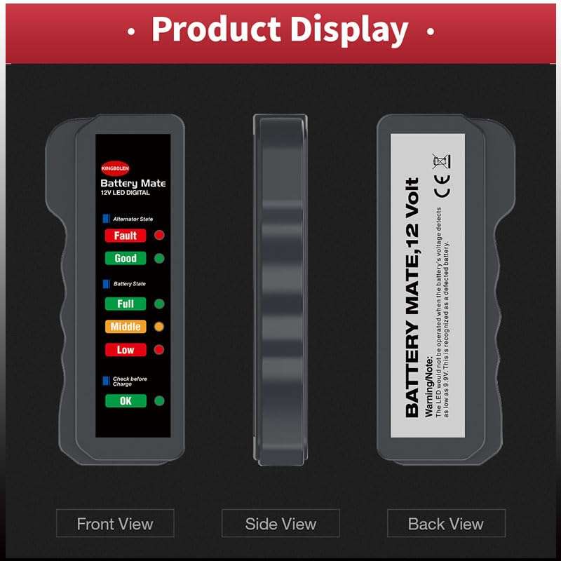 Huiying Angle 12V Car Battery Testers Automotive,Led Display Auto Battery Analyzer,Car Battery Tester for Most Cars 5