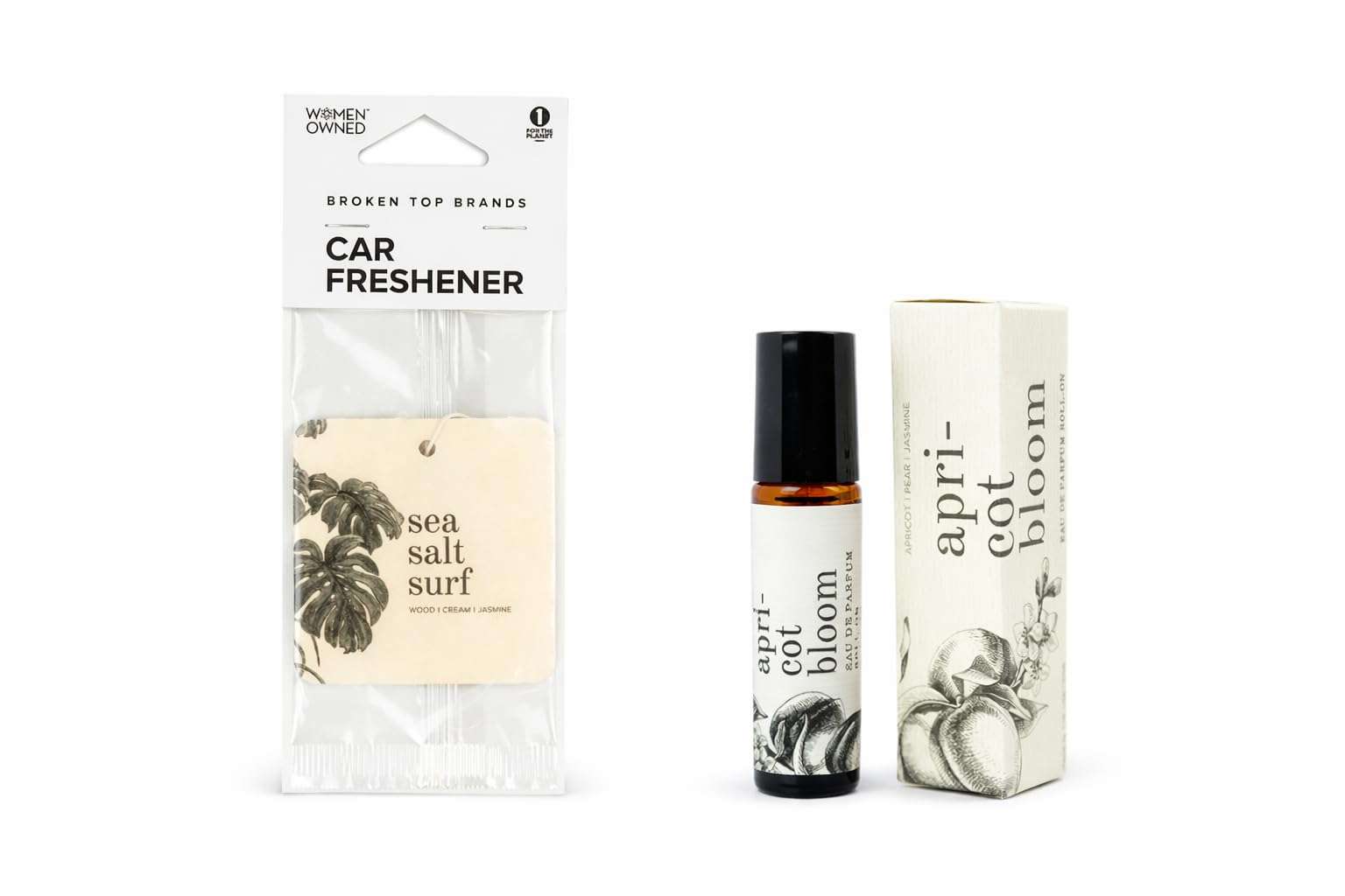 BROKEN TOP Sea Salt Surf Fragrance Bundle – Roll-On Perfume (10 mL) + Hanging Car Freshener – Natural, Vegan, Paraben-Free Scent Duo 1