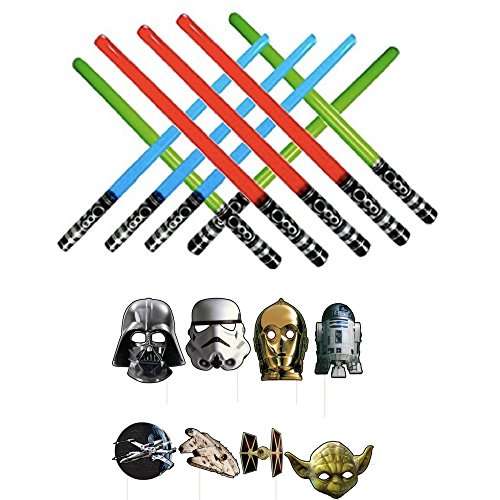 Inflatable Play Light Saber - Great for Star Wars Parties, LARP, Halloween, and More 3 Blue 3 Green 3 Red & Star Wars Photo Props 1