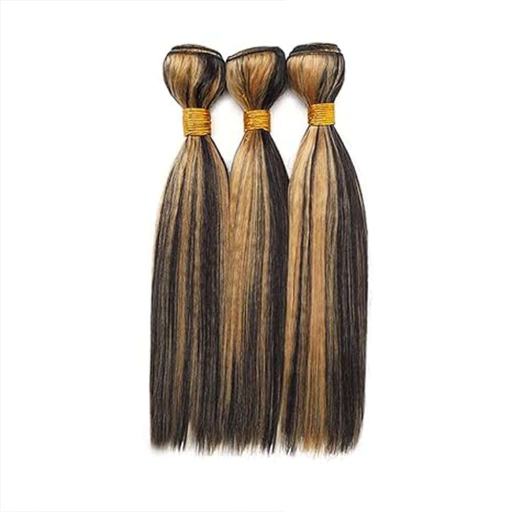 BilltiiWW Honey Blonde Highlight P1B27 Straight Bundles Ombre #1B Mixed With #27 two tone Brazilian Human Hair Weave Wet and Wavy for Black Women 16 18 20 Inch 4