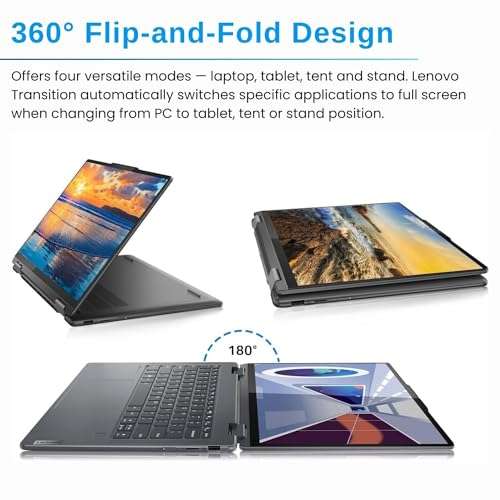 Lenovo Yoga 7 14" 2-in-1 Laptop, 14" FHD+ Touchscreen, Intel Ultra 5 125U (Beats i7-1355U), 16GB DDR5 RAM, 512GB SSD, FP Reader, Backlit KB, SD Card Reader, IR Camera, Wi-Fi 6, W11H, Grey 4