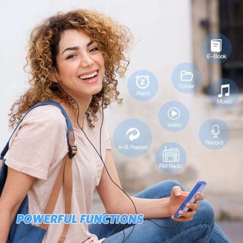 AGPTEK A02S 16GB MP3 Player, 70 Hours Playback Lossless Sound Music Player, Supports up to 128GB, Dark Blue 4