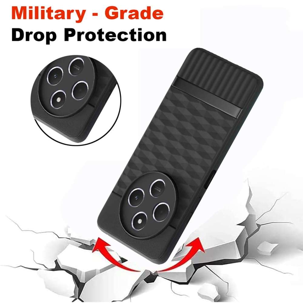 Casotec Shockproof Case for Mi Redmi A4 5G/14C 5G/14R 5G/Poco C75 5G/M7 5G | Full Camera Protection | TPU Flexible Back Cover for Mi Redmi A4 5G / 14C 5G / 14R 5G / Poco C75 5G / M7 5G (Matte Black) 5