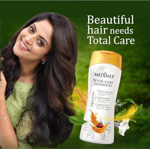 MEDIMIX Total Care Shampoo | Pack of 2 | 200ml Each | Triple Action | Minimizes Hair Fall* | Fights Dandruff* | Conditions Hair^ | 2